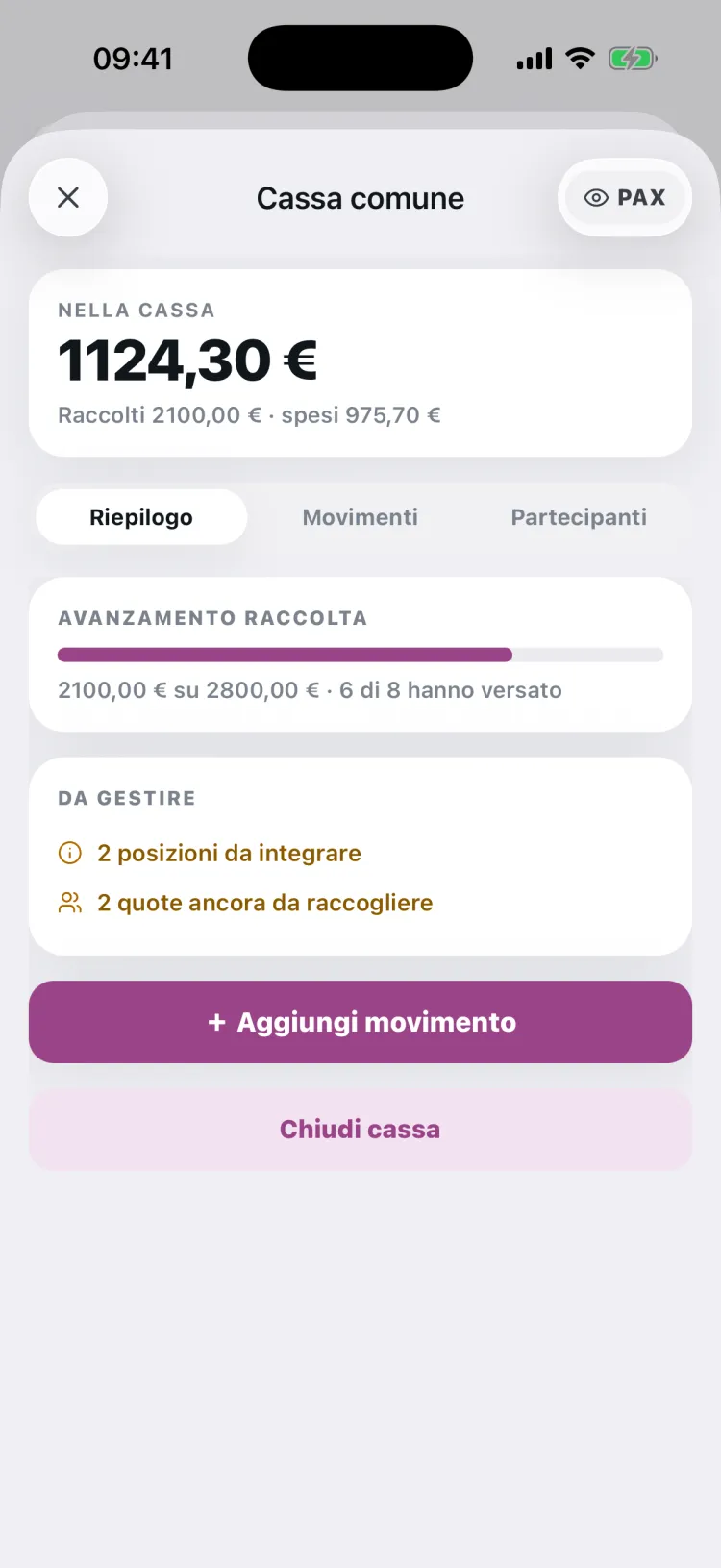 Cassa comune con avanzamento della raccolta