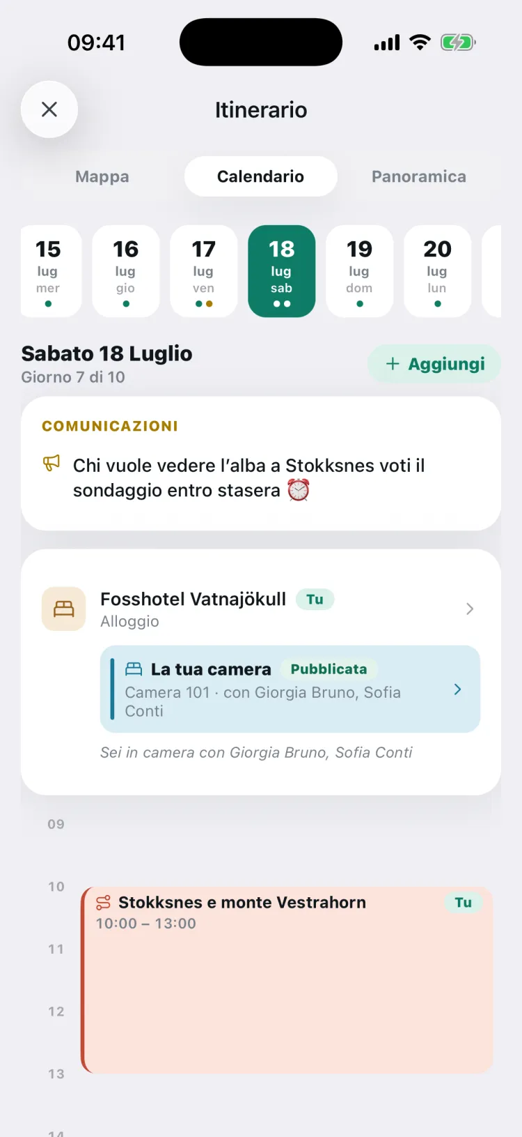 Il programma della giornata, dalla vista del partecipante