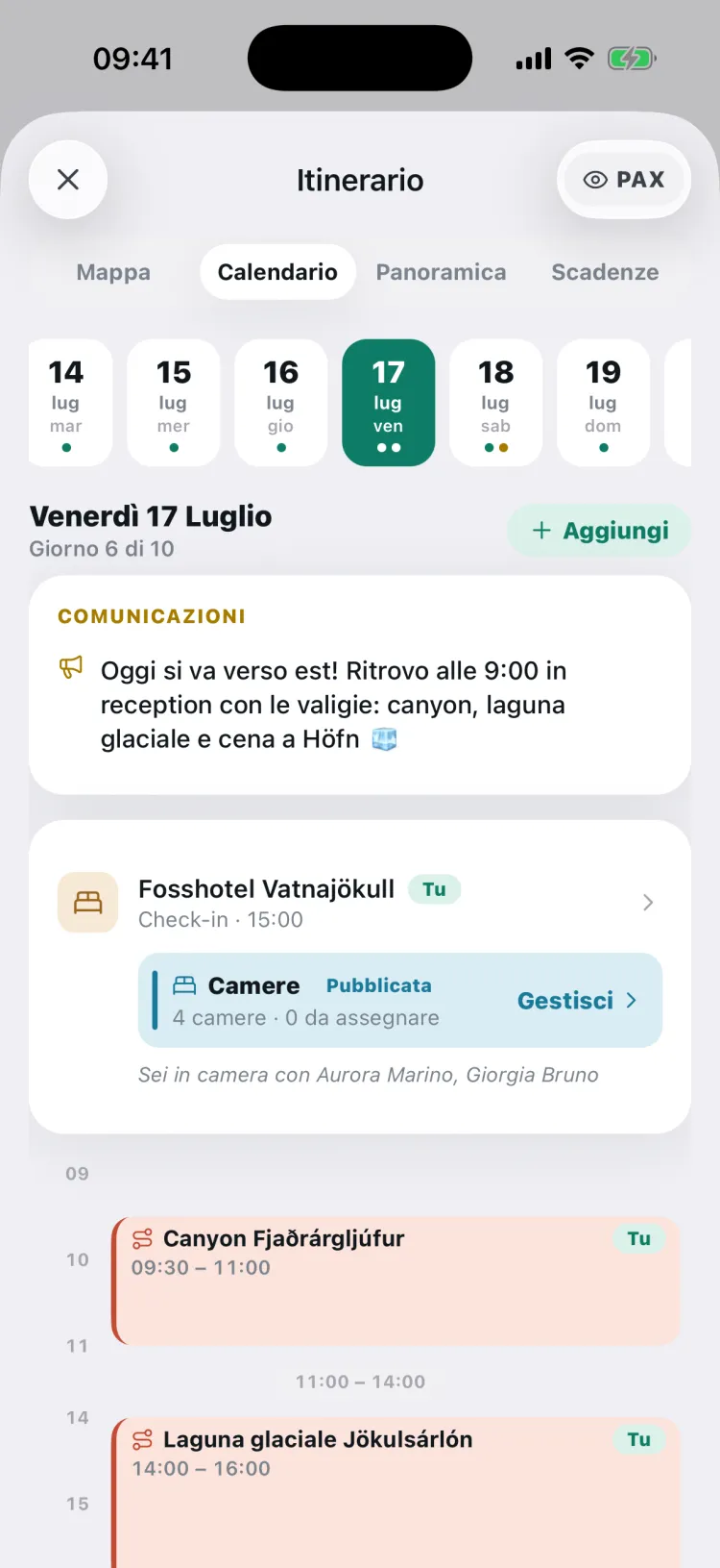 Itinerario a ore, come un'agenda