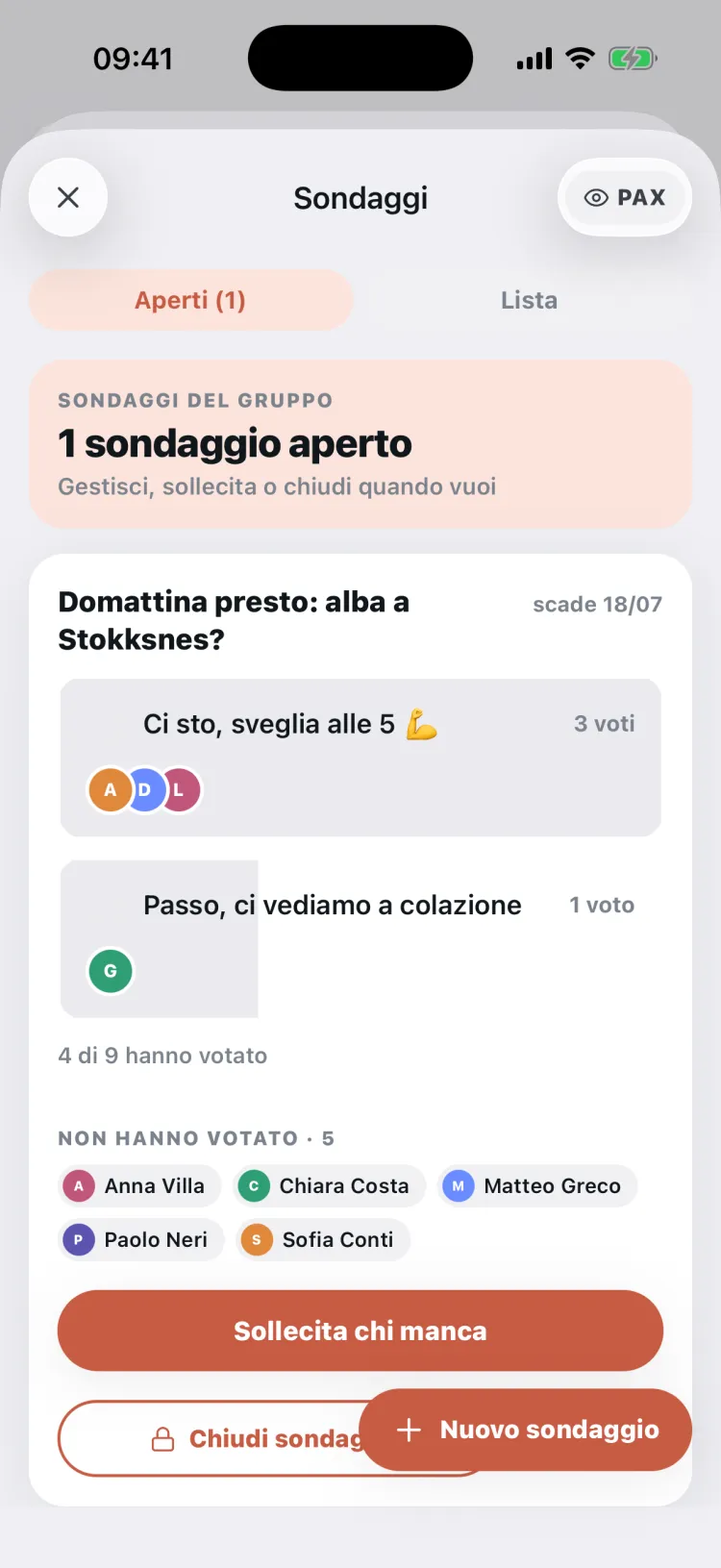 Un sondaggio di gruppo aperto